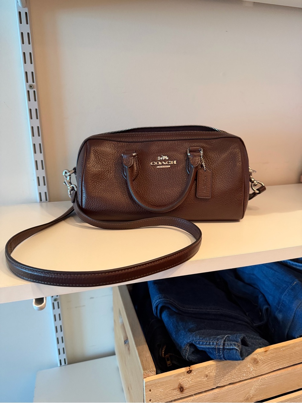Coach Brown Pebbled Leather Satchel with Gold Hardware - Picture 6 of 6